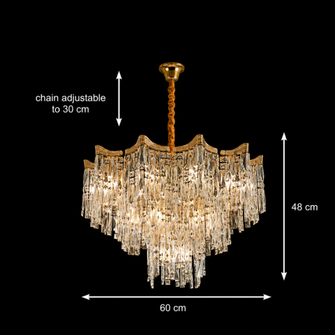 Candelabru Cristal VETRA Magno 10xE14, D60 cm, Auriu, Inaltime Reglabila, Metal si Cristal [3]