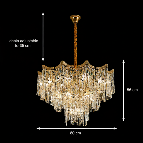 Candelabru Cristal VETRA Regalis 17xE14, D80 cm, Auriu, Inaltime Reglabila, Metal si Cristal [3]