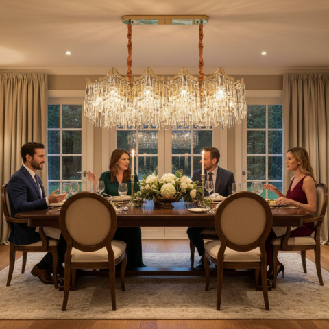 Candelabru Cristal VETRA Supremo 15xE14, 100x35 cm, Auriu, Inaltime Reglabila, Metal si Cristal [2]