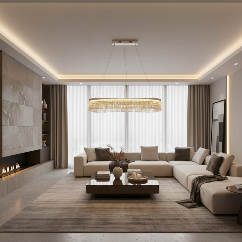 Iluminat Smart Home - Candelabru Cristal VOLNA Grande Regalis, 128W, 80x25cm, Lumina Calda/Neutra/Rece, Alb, Metal si Cristal