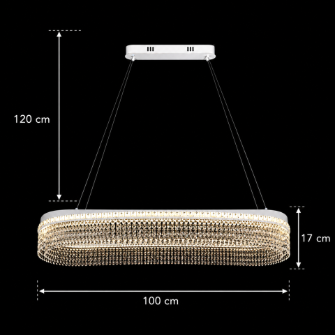 Candelabru Cristal VOLNA Supremo, 128W, 100x30cm, Lumina Calda/Neutra/Rece, Alb, Metal si Cristal [3]