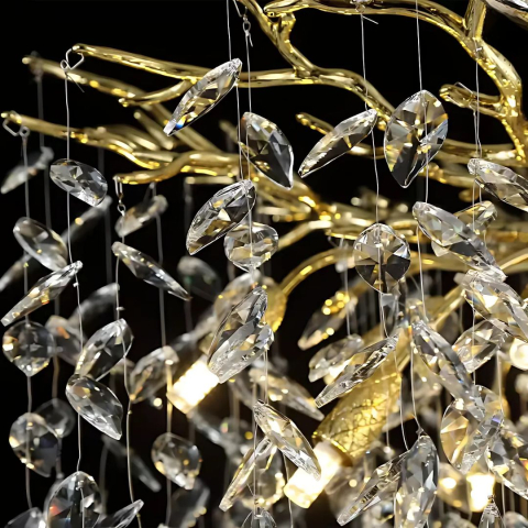 Candelabru Cristal WALTZ Rhapsody, 6xG9, Auriu, Diametru 45cm, Inaltime Reglabila [1]