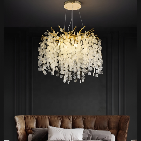 Iluminat Smart Home - Candelabru Cristal WALTZ Serenade, 6xG9, Auriu, 40cm, Inaltime Reglabila