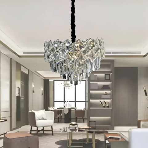 Candelabru Cristal WINDSOR Nobile 5xE14, Diametru 39cm, Crom Lucios, Inaltime Reglabila [2]