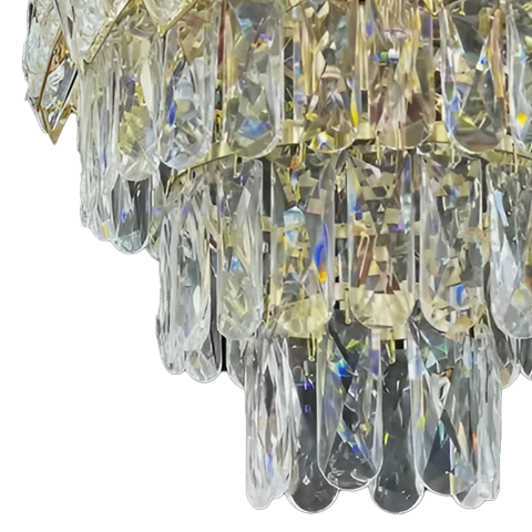 Candelabru Cristal WINDSOR Petito 3xE14, Diametru 29cm, Auriu Lucios, Inaltime Reglabila, Metal si Cristal [1]
