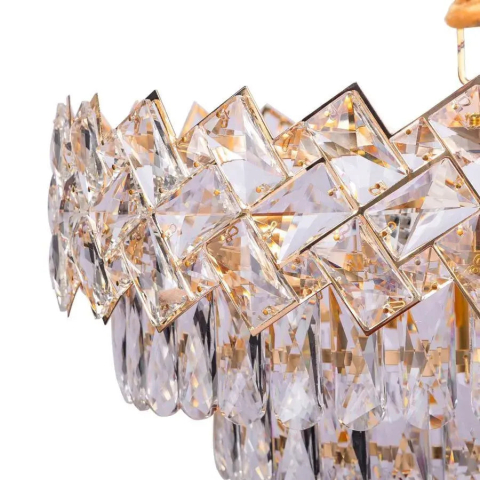 Candelabru Cristal WINDSOR Supremo 10xE14, Diametru 80cm, Auriu Lucios, Inaltime Reglabila [1]