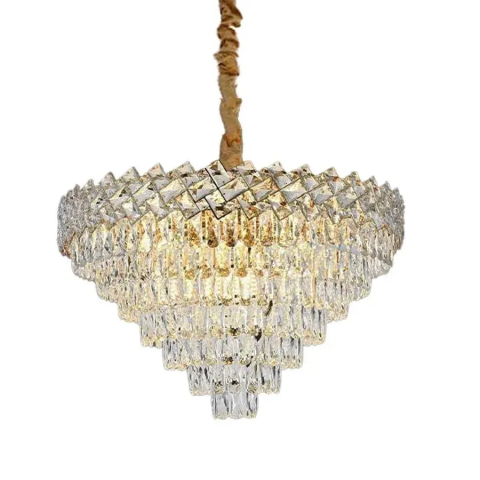 Candelabre LED Cristal Moderne - Candelabru Cristal WINDSOR Supremo 10xE14, Diametru 80cm, Auriu Lucios, Inaltime Reglabila