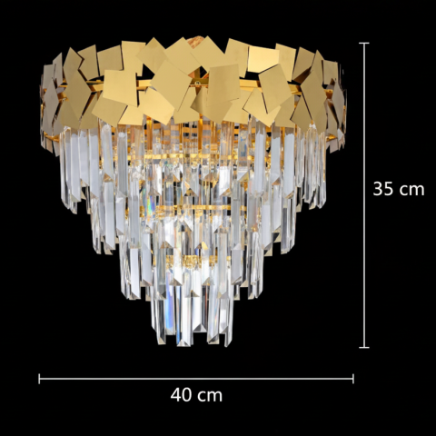 Candelabru Cristal YAKUTSK Nobile 6xE14, Diametru 40cm, Auriu, Inaltime Reglabila [3]