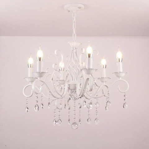 Candelabru DELLI SANTI 6xE14, Diametru 52cm, Alb, Inaltime Reglabila [1]