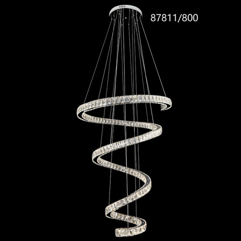 Produse Alessandro - Candelabru LED CC87811/800CH, Diametru 80 cm, Inaltime 150 cm, Lumina Rece/Neutra/Calda, Dimabila, Argintiu, Cristal, Otel