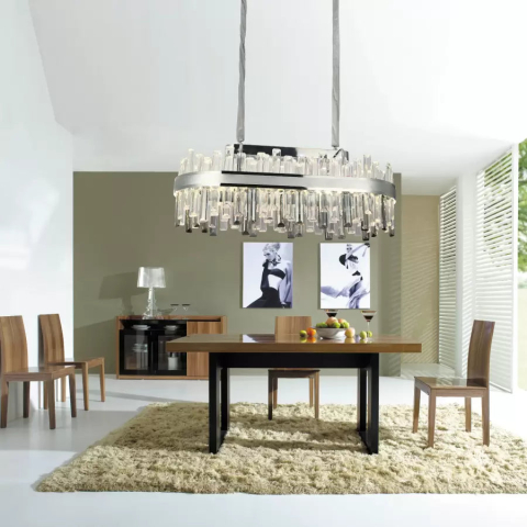 Iluminat Smart Home - Candelabru LED Cristal cu Telecomanda Morgan 140W Dimabil Argintiu