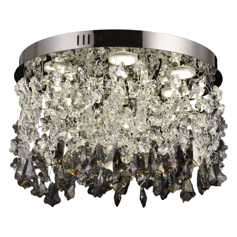 Candelabre LED Cristal Moderne - Candelabru LED Cristal LLC212/400BU Rotund, 22W, Lumina Rece/Calda/Neutra, Cristale, Crom Lucios