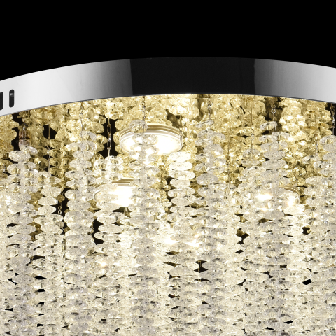 Candelabru LED Cristal LLC215/550WH Rotund, 29W, Lumina Rece/Calda/Neutra, Cristal, Auriu [1]