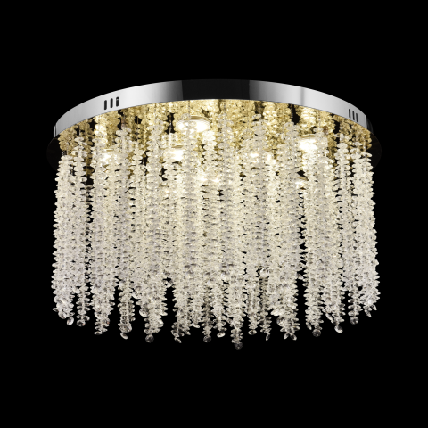 Candelabru LED Cristal LLC215/550WH Rotund, 29W, Lumina Rece/Calda/Neutra, Cristal, Auriu [2]