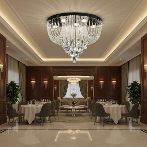 Candelabru LED Cristal MAGE Eleganza, 26W, Lumina Calda/Neutra/Rece, Diametru 50cm, Crom Lucios [2]