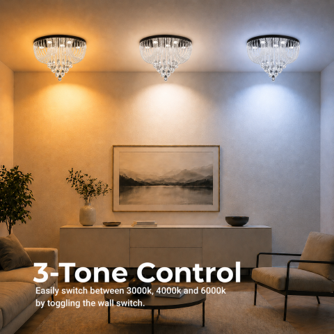 Candelabru LED Cristal MAGE Eleganza, 26W, Lumina Calda/Neutra/Rece, Diametru 50cm, Crom Lucios [3]