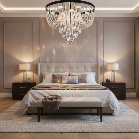 Candelabru LED Cristal MAGE Nobile, 22W, Lumina Calda/Neutra/Rece, Diametru 40cm, Crom Lucios [1]