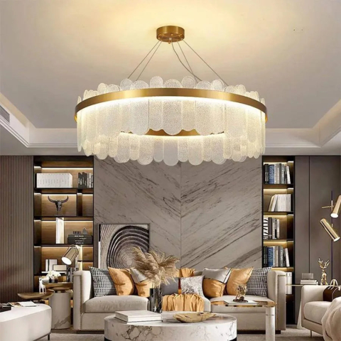 Candelabre LED Cristal Moderne - Candelabru LED cu Telecomanda Alvaro 128W Dimabil Auriu