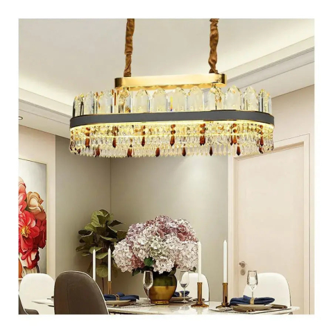 Candelabre LED Cristal Moderne - Candelabru LED Pollux cu Telecomanda, 156W, Diametru 80cm, Auriu, Cristal, Dimabila