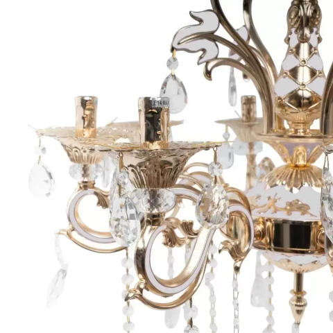 Candelabru Ludovico, 8*E14, Auriu, Metal si Cristal [1]