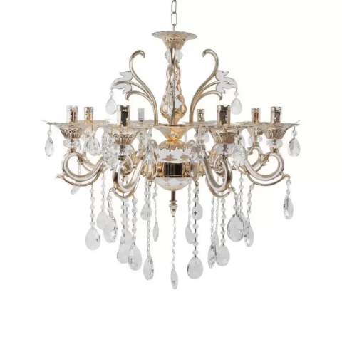 Candelabre LED Cristal Moderne - Candelabru Ludovico, 8*E14, Auriu, Metal si Cristal