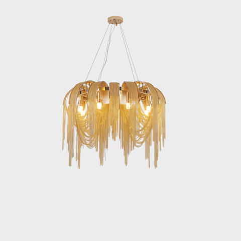 Iluminat Smart Home - Candelabru MD9020/600GD 6xE14, Diametru 60cm, Auriu, Fier, Aluminiu