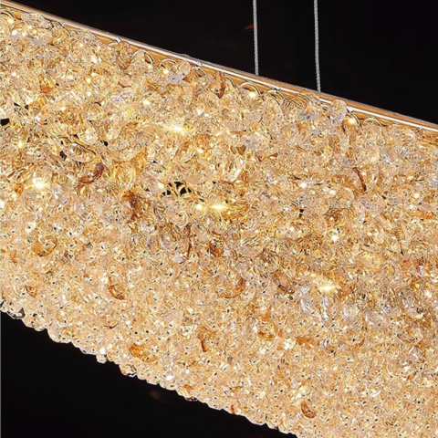 Candelabru Modern cu Cristal, PRAGA, 31W, Lungime 80 cm, Auriu, Inaltime reglabila [1]