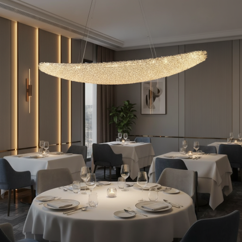 Iluminat Smart Home - Candelabru Modern cu Cristal, Telecomanda, PRAGA, 125W, Lumina Calda/Neutra/Rece, Lungime 160 cm, Auriu, Inaltime reglabila
