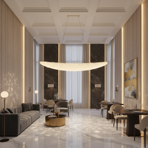 Candelabru Modern cu Cristal, Telecomanda, PRAGA, 125W, Lumina Calda/Neutra/Rece, Lungime 160 cm, Auriu, Inaltime reglabila [1]
