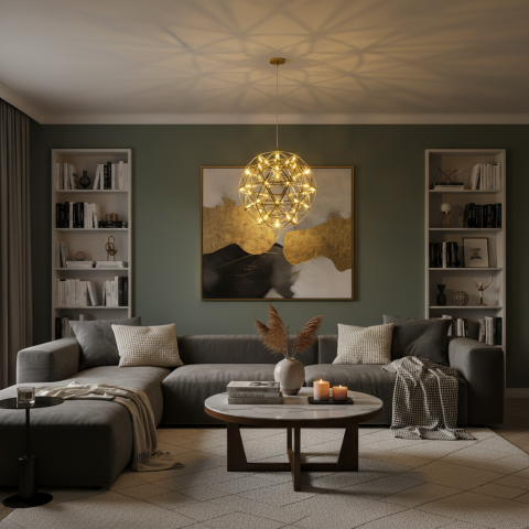 Produse Alessandro - Candelabru Modern LED WELD Magno, 18W, Lumina Calda 3000K, Diametru 50cm, Inaltime Reglabila, Crom Lucios