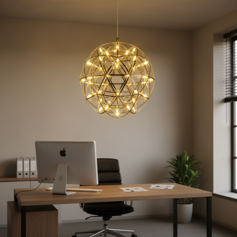 Produse Alessandro - Candelabru Modern LED WELD Nobile, 18W, Lumina Calda 3000K, Diametru 40cm, Inaltime Reglabila, Crom Lucios