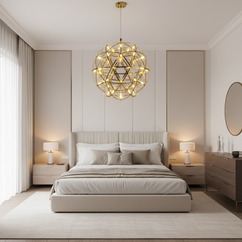 Candelabru Modern LED WELD Nobile, 18W, Lumina Calda 3000K, Diametru 40cm, Inaltime Reglabila, Crom Lucios [2]