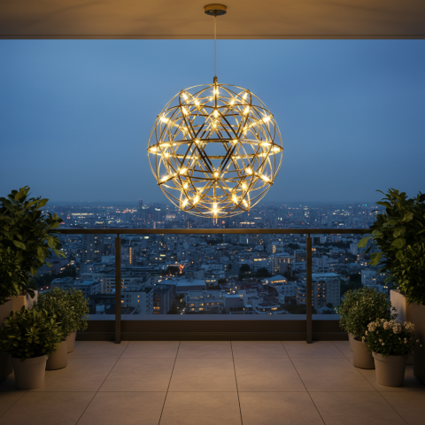Candelabru Modern LED WELD Petito, 18W, Diametru 30cm, Inaltime Reglabila, Crom Lucios [2]