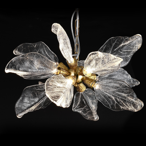 Candelabre LED Cristal Moderne - Candelabru Rasina LED CM6083/D800 45W, Diametru 50cm, Bronz