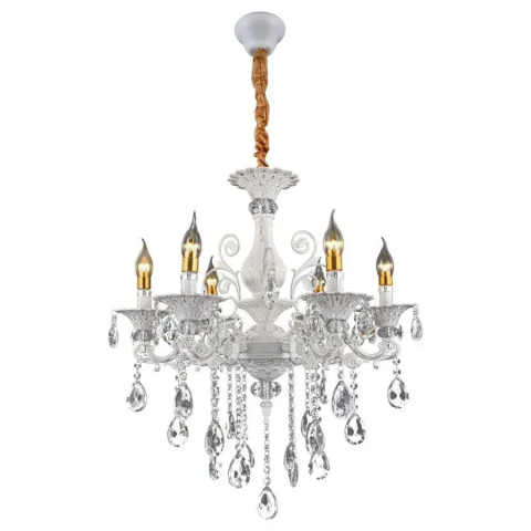 Candelabre LED Cristal Moderne - Candelabru SANSSOUCI 6xE14 Cristal si Metal – Design Clasic, Alb Argintiu