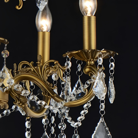 Candelabru SANSSOUCI Royal 12xE14 Metal si Cristal Inaltime Reglabila Alama Antichizata [1]