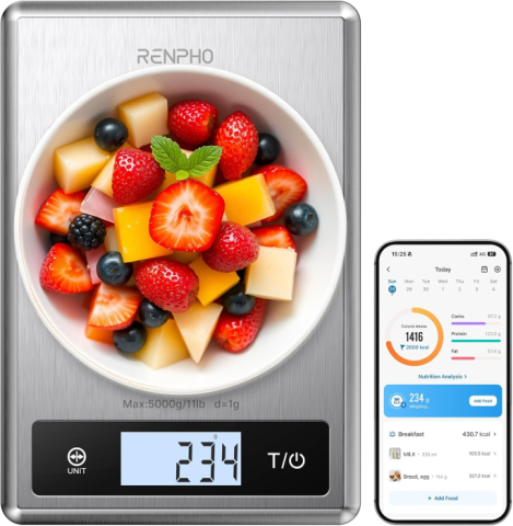 Cantar SMART Digital Nutritional de Bucatarie RENPHO Calibra 1 – Bluetooth, Calorii, Dieta si Fitness