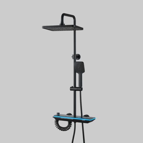 Coloana de dus MARX II, Metal, Para Patrata, Efect Ploaie, 3 Functii, Montare Pe Perete, Negru, Accesorii Incluse [2]