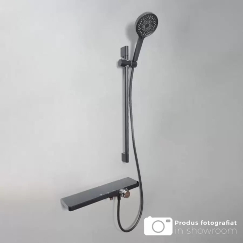 Baterii baie & bucatarie - Coloana Dus Inox Lucios Argintiu Negru 11211H
