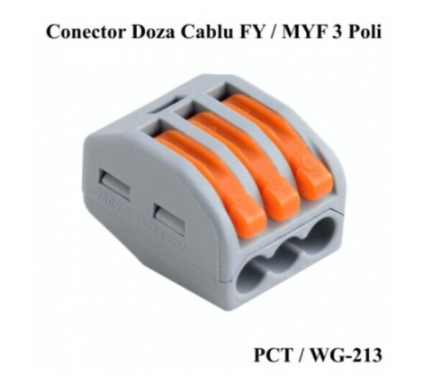 Conector pentru Lustra / Oglinda LED - Rapid, 3 Poli, Instalare Fara Surub [1]
