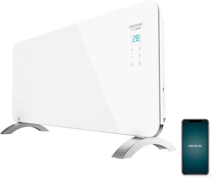 Incalzitoare Smart - Convector Electric Cecotec Ready Warm 6750 Crystal Smart, Wifi, 2000 W, 20 m2, control aplicație
