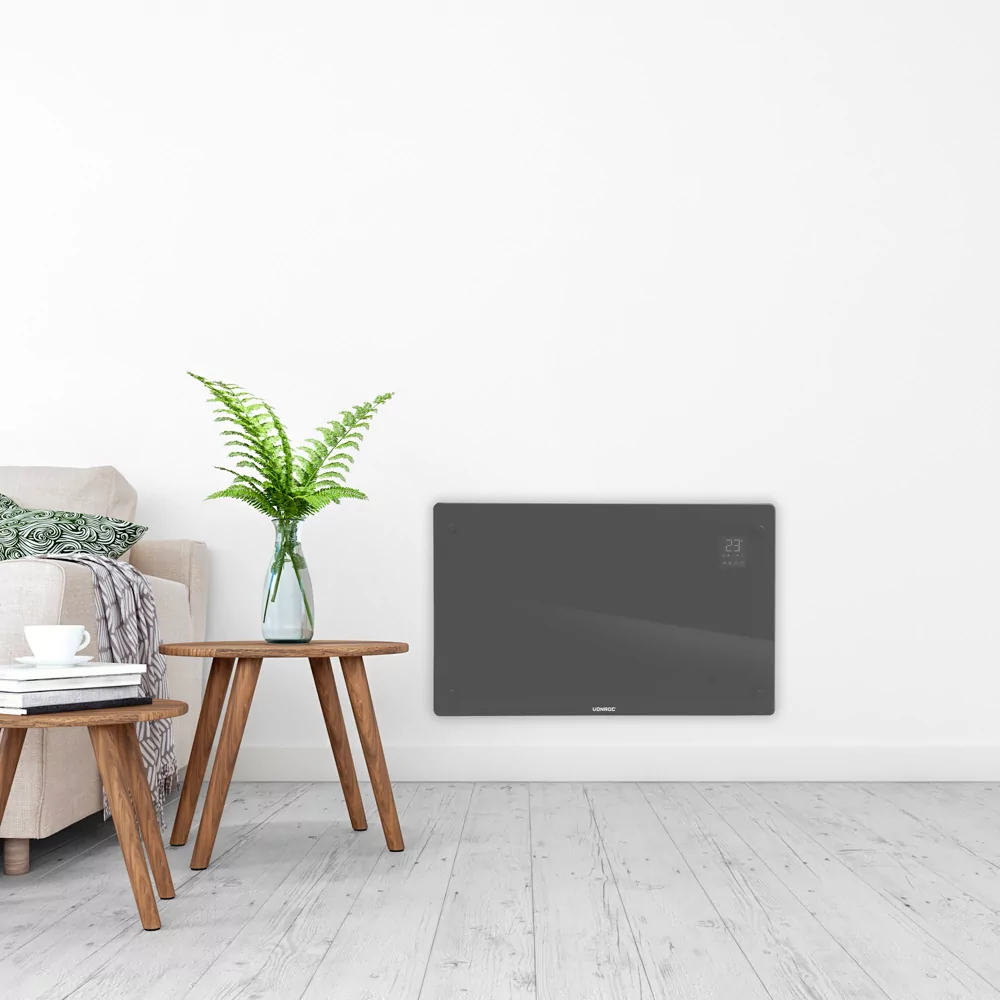 Convector electric de lux, 2000W, Panou de sticla, WiFi- control Aplicatie, Alb/Gri/Bej/Negru [10]