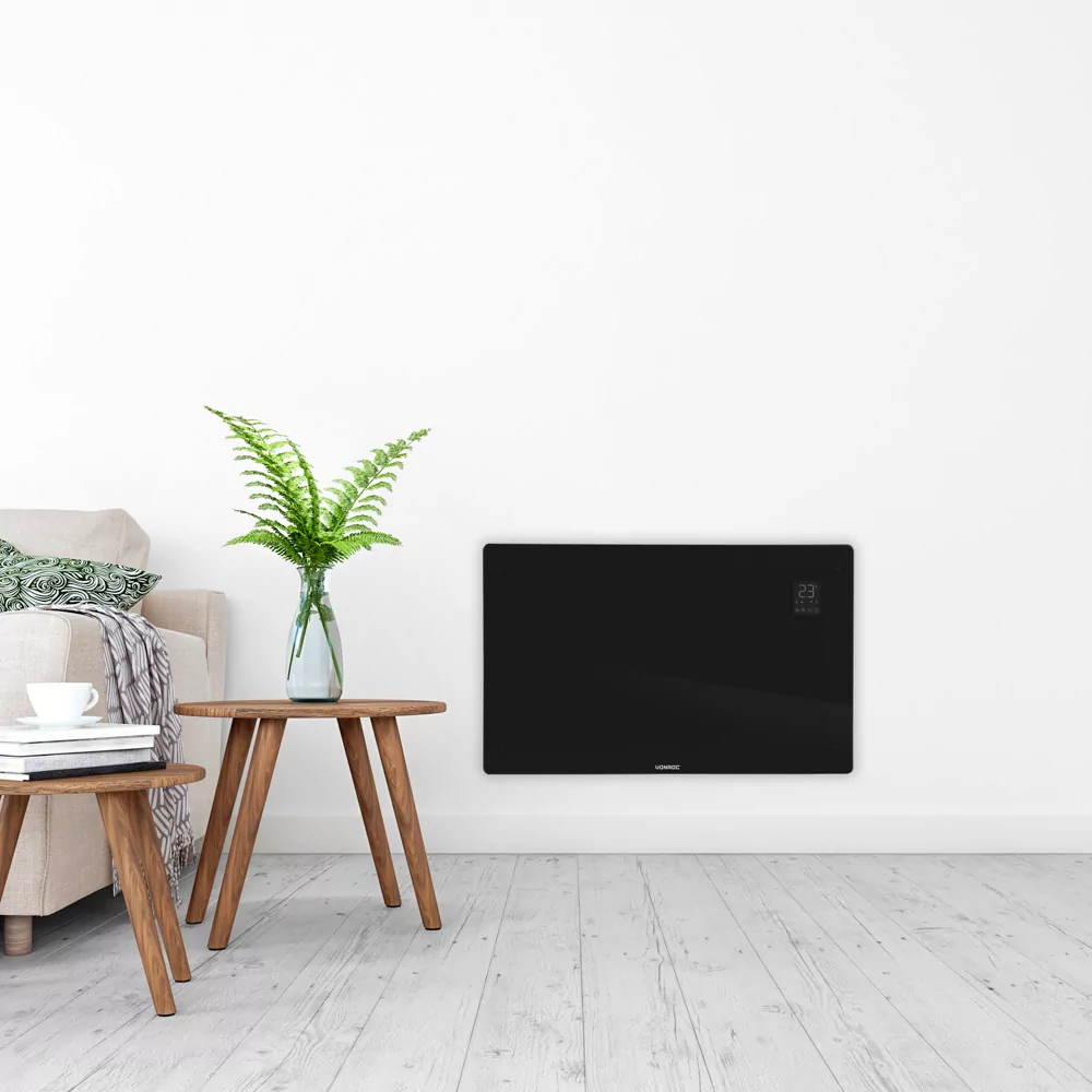 Convector electric de lux, 2000W, Panou de sticla, WiFi- control Aplicatie, Alb/Gri/Bej/Negru [26]