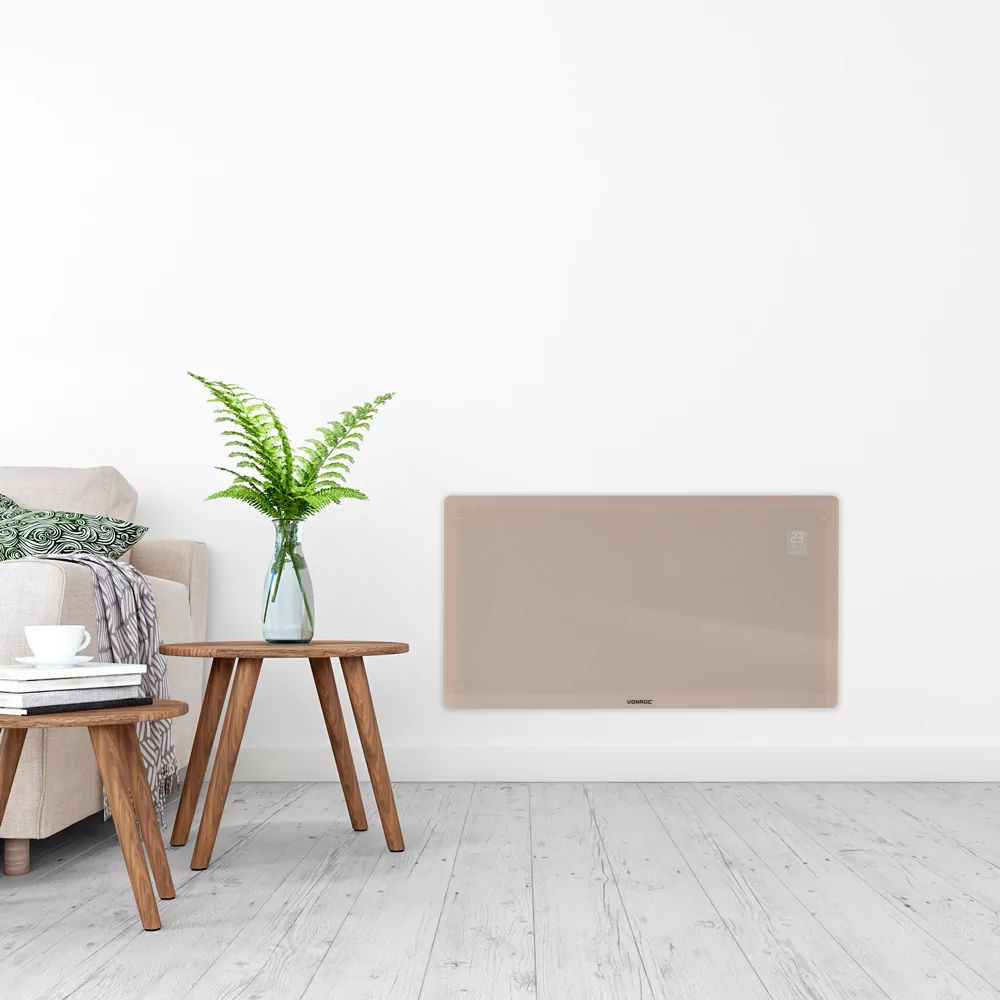 Convector electric de lux, 2000W, Panou de sticla, WiFi- control Aplicatie, Alb/Gri/Bej/Negru [17]