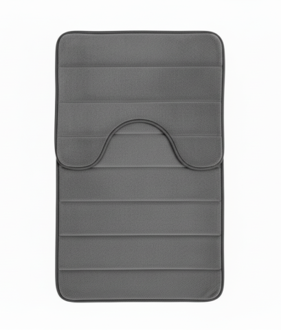 Obiecte sanitare - Covorase de Baie, 80x50 cm / 50x40 cm, Gri, Antiderapant, Absorbant, Set 2 bucati