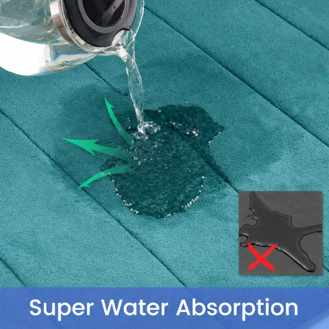 Covorase de Baie, 80x50 cm / 50x40 cm, Verde, Antiderapant, Absorbant, Set 2 bucati [3]