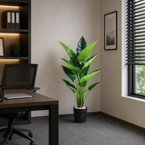 Decoratiuni Sarbatori & Sezoniere - Decoratiune Alocasia, 12 frunze, Plastic, 150 cm, Verde