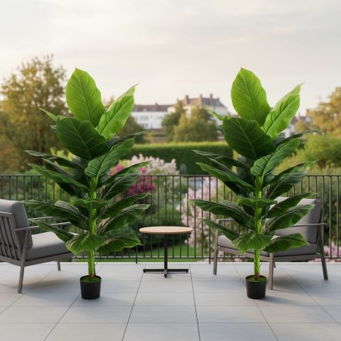 Curte si Gradina- Solutii Smart pentru Exterior - Decoratiune Bananier Musa, Plastic, 150 cm, Verde