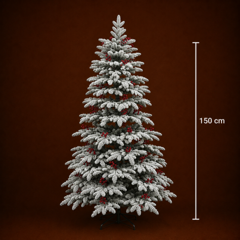 Decoratiune Brad Artificial CRAN, 150 cm, 320 varfuri, Plastic, Verde si Alb [3]