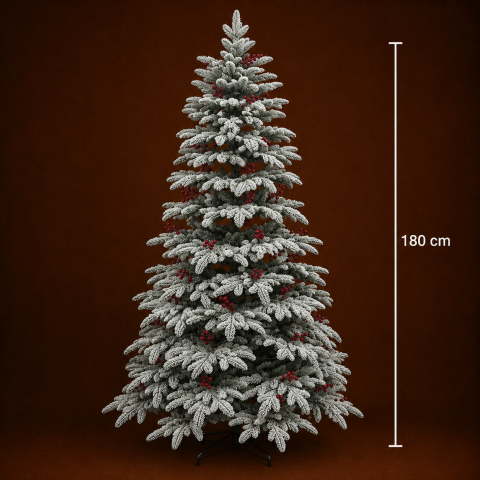 Decoratiune Brad Artificial CRAN, 180 cm, 505 varfuri, Plastic, Verde si Alb [3]